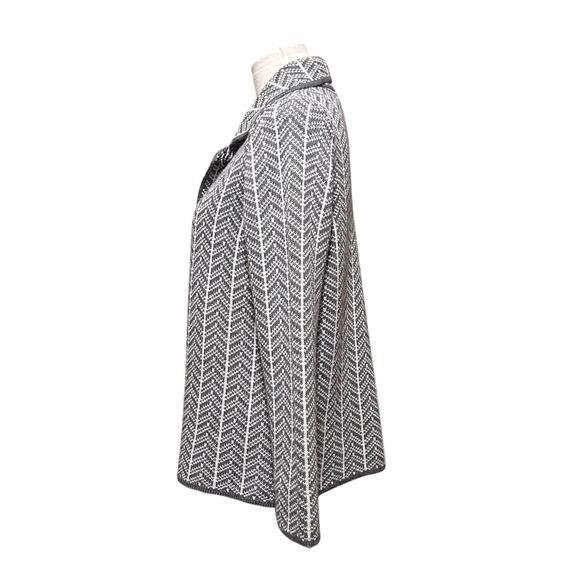 Bianca G Wwomen's cardigan sweater wool acrylic blend grey white Medium NWT - Picture 4 of 6